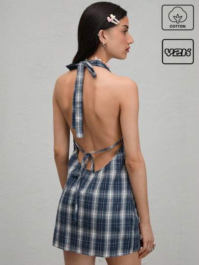 COUREZ 露背吊带娃娃裙/女士夏季穿搭/Y2K街头休闲棉质复古外出装