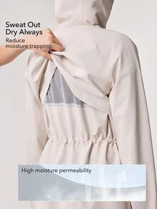 OutZeal Women Water-Resistant Drawstring Waist Flap Pocket Long Outdoor Jacket Camping Hiking - Apricot - View 4