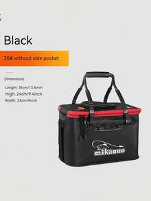 1pc Portable EVA Fishing Bag, Collapsible Fishing Bucket, Live Fish Box, Camping Water Container, Fishing Tackle Storage Bag, Multi-Functional Folding Fish Bucket Without Pump - Black - View 11