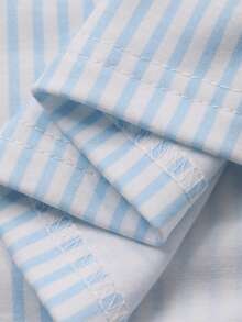 DAZY 可爱蕾丝边泰迪熊爱心条纹拼接长款女士睡裙 - 藍色 - 查看 8