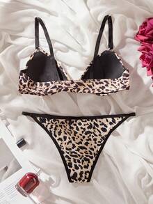SHEIN 2pcs Leopard Print Lingerie Set, Casual Vacation Outfit ClassicAnimalPrint - Multicolor - View 2
