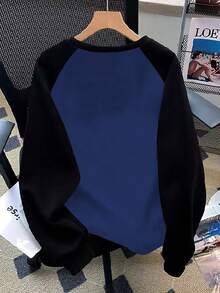 EMERY ROSE Áo sweatshirt nữ cổ tròn tay raglan phối màu, dáng rộng, cỡ lớn, thích hợp cho mùa xuân/thu. - Nhiều màu - Xem 2