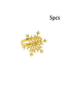 5Pcs Christmas Metal Christmas Tree Snow Napkin Buckle, Hotel Table Napkin Ring - Multicolor - View 4