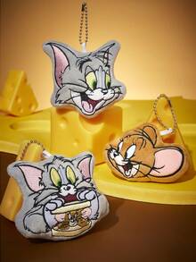 TOM & JERRY X SHEIN 1/3pc Adorable Plush Keychains, Blind Bags Packaging, Random Shipping, Three Designs In Total, Can Be Hung On Bags Or Keys, Exquisite Embroidery, Cat And Mouse Design.