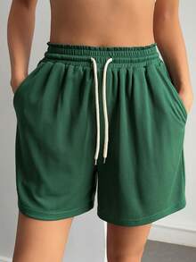 DAZY Quần short thể thao ngoài trời, kiểu dáng thường ngày, buộc dây, dài đến đầu gối. - màu xanh lá - Xem 4