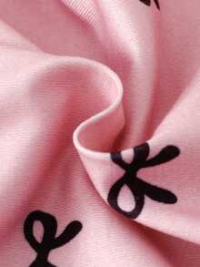 2pcs Baby Girls' Cute White And Pink Heart Bow Print Nightgowns,Toddler Summer Holiday Dresses,Short Sleeve Round Neck Polyester Sleepwear Pajamas Set - Pink - View 6