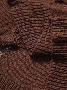 Manfinity Homme Men's Distressed Crew Neck Long Sleeve Knit Pullover Sweater, Autumn/Winter