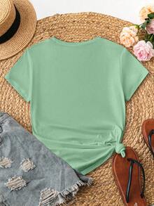 Resyla Women's Standard Fit Daisy Floral Print Short Sleeve Digital Print T-Shirt, Casual For Summer - Multicolor - View 2