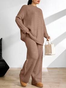 RueChic Ladies' Plain And Simple Daily Style Belt And Woolen 2pcs/Set - Camel - View 8