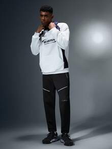 Acti Log Men's Letter Print Contrast Color Hooded Long Sleeve Sweatshirt - White - View 6
