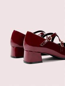 CUCCOO DOLLMOD Women's Fashionable Versatile Commuting Minimalist Buckle Pumps Valentine's Day - Burgundy - View 9