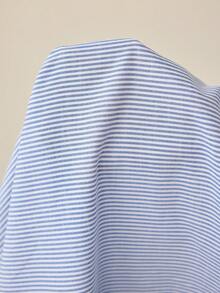 MaterniWear 孕妇圆领插肩袖束腰条纹连衣裙 - 藍色 - 查看 7