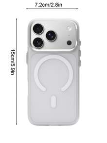 1pc Electroplated Camera Skin Feel Matte Phone Case Compatible With IPhone 17 Pro Max Magnetic Wireless Charge PC Cover - White - View 3