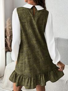 SHEIN 秋季孕妇休闲圆领无袖连衣裙 - 軍綠色 - 查看 2