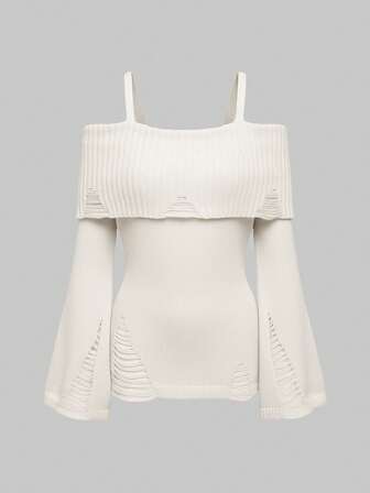 Goth Jersey sin mangas con diseño de corte en la cintura y hombros descubiertos de unicolor para mujer