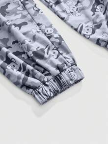 Paul Frank X ROMWE Quần nỉ rộng in họa tiết rằn ri toàn thân theo phong cách Y2K Subculture Street. - Xám - Xem 4