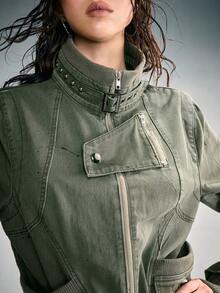 ROMWE Grunge Punk 废土朋克实用牛仔夹克