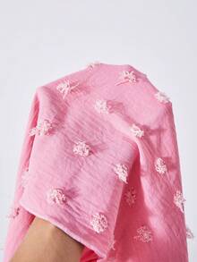 SHEIN ChillGRL Streecool 少女纯色泡泡袖蝴蝶结休闲连衣裙，适合春夏日常休闲穿着 - 粉色 - 查看 13