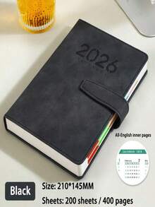 دفتر تخطيط إنجليزي ب- 400 صفحة لعام 2026 من جلد PU قابل للطي - كتاب تخطيط إنجليزي للبالغين مع أهداف شهرية وقوائم المهام اليومية. يومية جلد صناعي محمولة مؤرخة - دفتر كفاءة يومية لإدارة الوقت للطلاب والمهنيين. - متعدد الألوان - مشاهدة 9