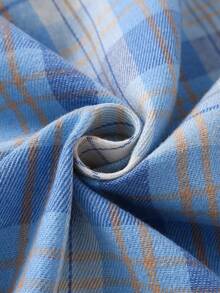 2pcs Boys Casual Plaid Cardigan & Pants Comfortable Pajama Set - Baby Blue - View 3