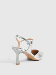 CUCCOO SZL Women's Pointed Toe Buckle Design Everyday Versatile Fashion High Heels - Silver - View 4