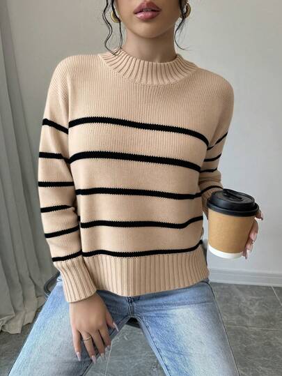 Suéter de mujer elegante - diseño de tela de costilla de choque de colores, necesario para mantener el armario caliente en otoño e invierno, adecuado para el ocio diario en casa en otoño e invierno, salir a usarlo los fines de semana