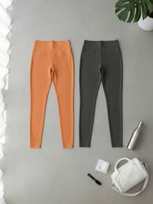Women Leggings - Naranja Gris - View 2