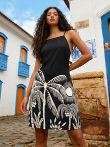 CAJUNI Paisagem PB系列时尚度假短裙 - 黑色 - 查看 5