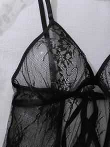 Snug Zone 2pcs/Set Ladies Sexy Lace Nightgown For Going Out - Black - View 3