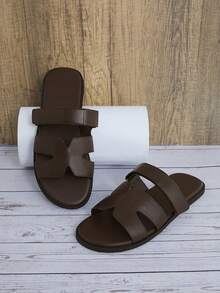 SHUZIA 最佳节日礼物：男士奢华咖啡色拖鞋——百搭舒适设计，适合日常优雅穿着，夏季鞋履，春季鞋履，春假，复活节，母亲节礼物 - 咖啡棕 - 查看 4