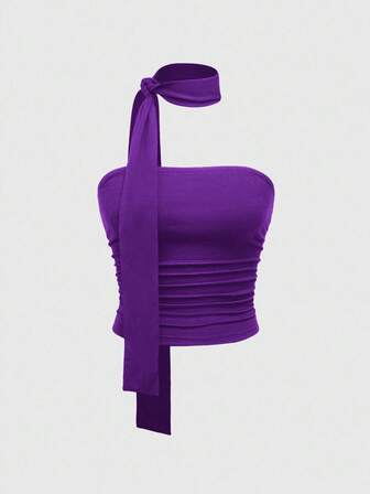 Grunge Punk Top bandeau con pliegues con estampado de leopardo Y2K para mujeres