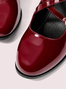 CUCCOO DOLLMOD Women's Fashionable Versatile Commuting Minimalist Buckle Pumps Valentine's Day - Burgundy - View 8