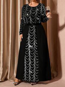 Cravure Robe de soirée élégante ornée de sequins, grande taille - Noir - Voir 5