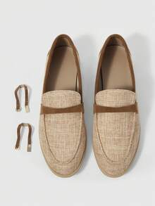 Sleekvia Women's Casual Commuter Loafers With Gold Lock Decor - Camel - View 9