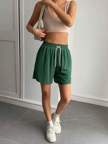 DAZY Quần short thể thao ngoài trời, kiểu dáng thường ngày, buộc dây, dài đến đầu gối. - màu xanh lá - Xem 6