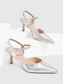 CUCCOO SZL Women's Pointed Toe Buckle Design Everyday Versatile Fashion High Heels - Silver - View 10