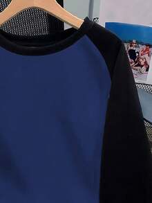 EMERY ROSE Áo sweatshirt nữ cổ tròn tay raglan phối màu, dáng rộng, cỡ lớn, thích hợp cho mùa xuân/thu. - Nhiều màu - Xem 4