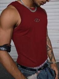 AXEPEAK Men's Round Neck Casual Versatile Commuting Tank Top With Round Pattern