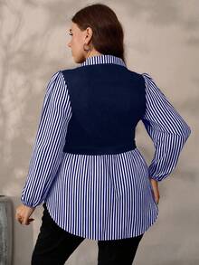 EMERY ROSE Áo len dệt kim họa tiết hoa chắp vá cỡ lớn dành cho nữ, Thu/Đông - Màu xanh hải quân - Xem 2