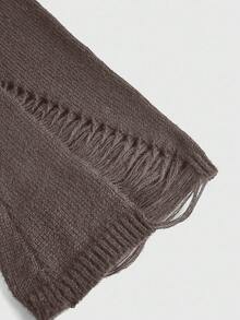 ROMWE Goth SpringPunk Distressed Design Cinched Waist Solid Color Knit Flare Sleeve Camisole Sweater - Brown - View 3
