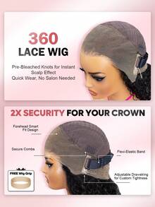 ALL READY WIG 非洲卷发360°蕾丝前额无胶真人发假发，14-26英寸，预拔发际线，漂白发结，180%密度，自然色，隐形抽绳，圣诞礼物，节日旅行，日常佩戴，度假风情，女士之选 - SNatural - 查看 7