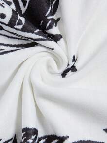 SHEIN LUNE 大码羽毛印花吊带短袖T恤图案T恤女式上衣 - 黑與白 - 查看 5