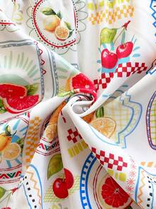 Soleia Yellow Women's Summer Set Vacation Outfits Women Casual Sets For Women Women's Yellow Halter Tie Back Tank Top And All-Over Print Elastic Waist Shorts 2 Piece Set