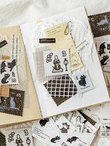 Bộ 20 miếng dán tem dập nổi phong cách retro, decal trang trí sáng tạo cho sổ lưu niệm, trang trí DIY, quà tặng, album tem cá nhân hóa, đồ dùng học tập, đồ dùng học tập, chuẩn bị cho năm học mới. - màu đen - Xem 3