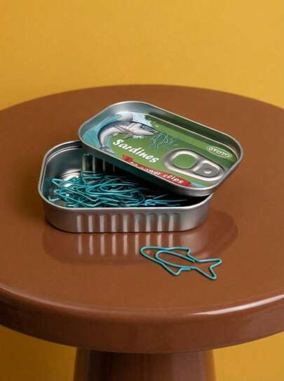 Joivida 1件套创意文具套装，深绿色沙丁鱼图案回形针套装，计划本文件夹别针，适用于学校、办公室和创意文件，情人节礼物