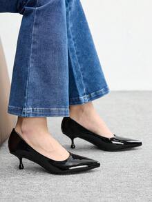 CUCCOO BIZCHIC 女士尖头日常通勤时尚百搭高跟鞋 - 黑色 - 查看 7