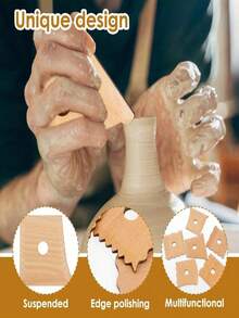 陶器肋条修整工具 木制陶器肋条边缘纹理修整器 陶罐马克杯雕塑 DIY艺术用品