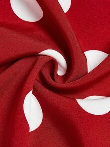 GlowEve CURVE 女士翻领撞色波点A字腰连衣裙，情人节 - 紅色 - 查看 3