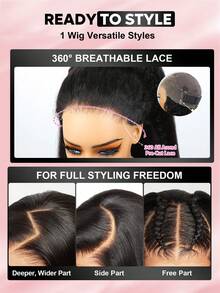 ALL READY WIG Wear & Go Kinky Curly Invisi Draw-Strings 360 Lace Fronte Grateless Human Hair Vig Bleached Knotes Pre-Pleed Hairline 180% Trafficly 14-16 Bob Ings 18-26 Ing Virgin Human Hair Natural Color Christmas Gifts Fast Shipping Daily Using Travel Wig - SNatural - 查看 7