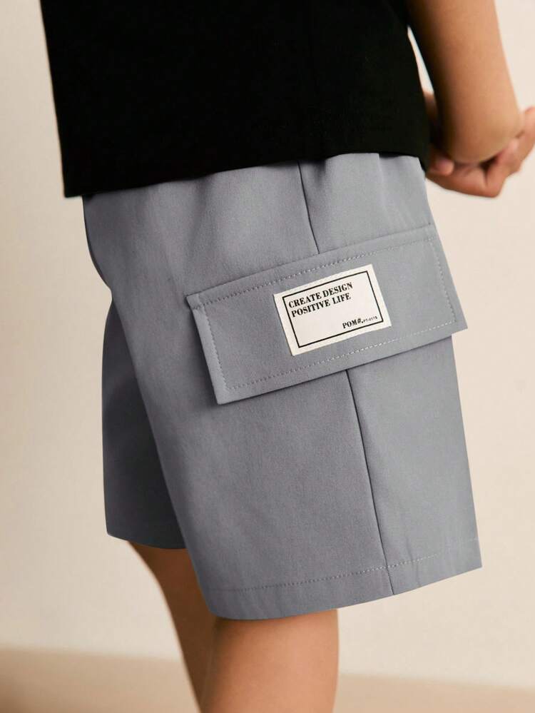 3件套儿童男童休闲纯色宽松弹力腰短裤，百搭日常穿着，适合通勤、上学、休闲、旅行、运动，春夏秋冬皆宜。 - 藏蓝色 - 查看 6